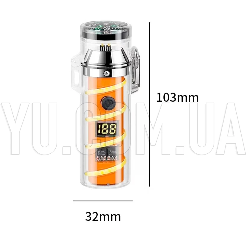 Электроимпульсная зажигалка 229 USB с фонариком и компасом